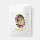 Roze rozen gestreepte diploma brunch bedankzakje (Voorkant)
