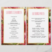   roze rozen gevouwen trouwprogramma (Achterkant)