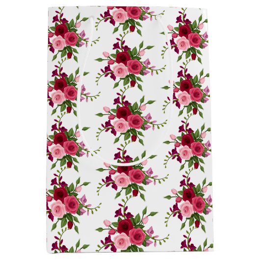 roze rozen Gift Bag Medium Cadeauzakje (Voorkant)