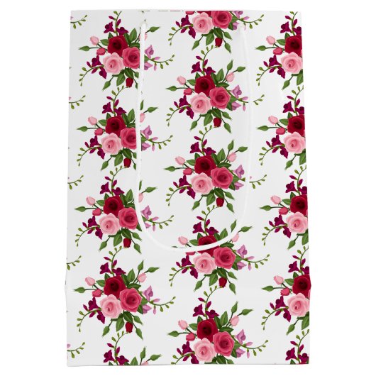  roze rozen Gift Bag Medium Cadeauzakje (Achterkant)