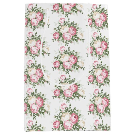 roze rozen Gift Bag Medium Cadeauzakje (Voorkant)