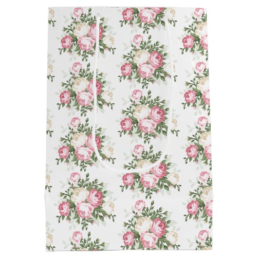 roze rozen Gift Bag Medium Cadeauzakje (Achterkant)