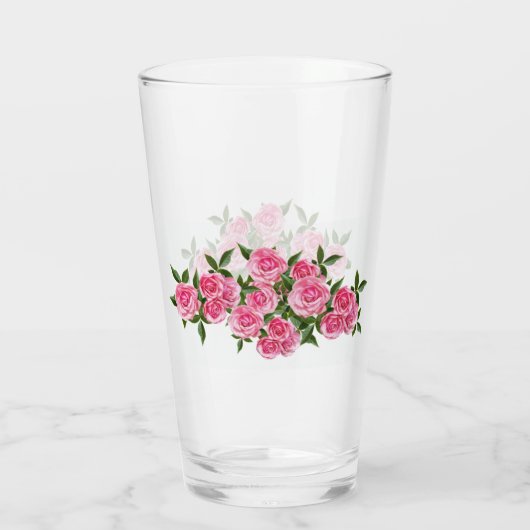 Roze rozen Glass Cup Glas (Achterkant)
