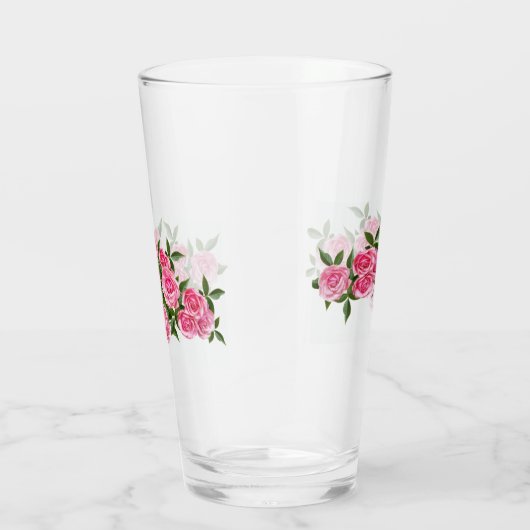 Roze rozen Glass Cup Glas (Rechts)