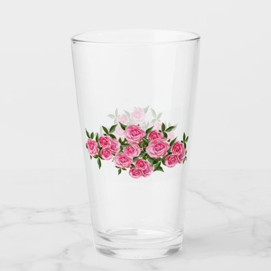 Roze rozen Glass Cup Glas (Voorkant)