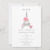 Roze rozen glinsteren Parijs Elegante Bruiloft Fee Kaart (Voorkant)