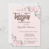 Roze rozen Glitter Drips Roos Gold 21st verjaardag Kaart (Voorkant)