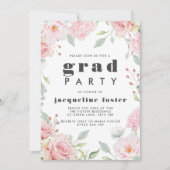 Roze rozen & Glitter Graduation Party Kaart (Voorkant)