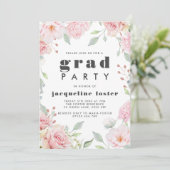 Roze rozen & Glitter Graduation Party Kaart (Staand voorkant)