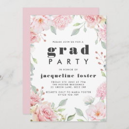 Roze rozen & Glitter Graduation Party Kaart