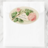 Roze  Rozen God zegene u Ovale Sticker (Tas)