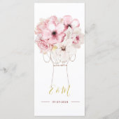 Roze rozen Gold Elegant Summer Monogram Menu (Achterkant)