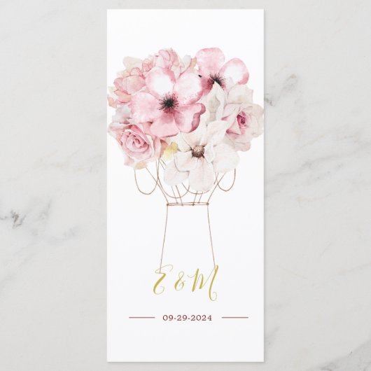 Roze rozen Gold Elegant Summer Monogram Menu (Achterkant)