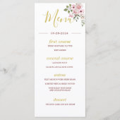 Roze rozen Gold Elegant Summer Monogram Menu (Voorkant)