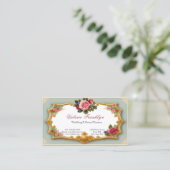  roze rozen Gold Filigree Event Planner Visitekaartje (Staand voorkant)