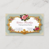  roze rozen Gold Filigree Event Planner Visitekaartje (Voorkant)