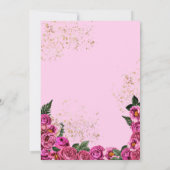 Roze rozen & Gold Tiara Elegant Quinceañera Kaart (Achterkant)