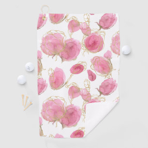 Roze rozen golfhanddoek