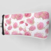 Roze rozen golfheadcover (Voorkant)