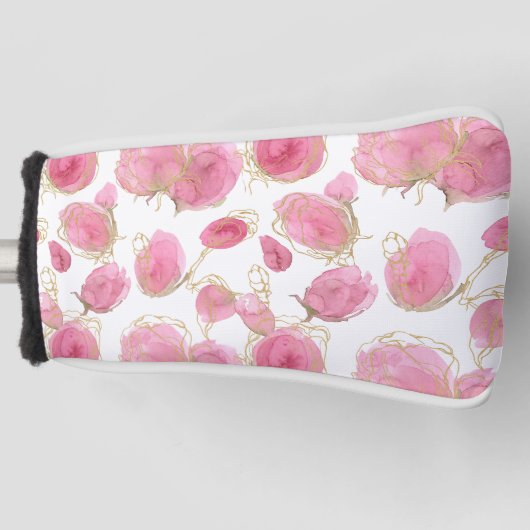 Roze rozen golfheadcover (Voorkant)
