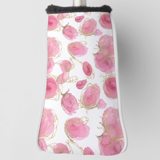 Roze rozen golfheadcover (Draai 90)