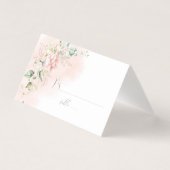 Roze Rozen Goud Bladeren Groen Bruiloft Plaats Kaa Kaart (Voorkant)