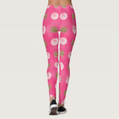 roze rozen Goud Bloemen Hot Pink Leggings (Achterkant)