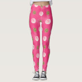 roze rozen Goud Bloemen Hot Pink Leggings (Voorkant)