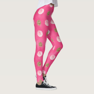 roze rozen Goud Bloemen Hot Pink Leggings
