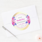 Roze Rozen Goud en Wit Product Verpakkingsetikette Ronde Sticker (Envelop)