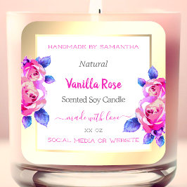 Roze Rozen Goud en Wit Product Verpakkingsetikette Vierkante Sticker