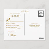 Roze Rozen Goud Lijst Bruiloft | Maaltijdkeuze RSV Briefkaart (Achterkant)