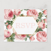 Roze Rozen Goud Lijst Bruiloft | Maaltijdkeuze RSV Briefkaart (Voorkant)