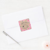 Roze Rozen Gouden bladeren Boerderij Ei Karton Vierkante Sticker (Envelop)