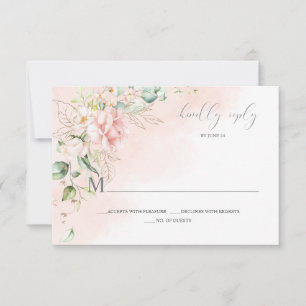 Roze rozen gouden bladeren groenvoorziening RSVP Kaartje