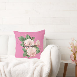 Roze Rozen Gouden Confetti Kussen