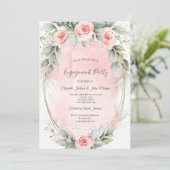 Roze Rozen Gouden Frame Kaart (Staand voorkant)