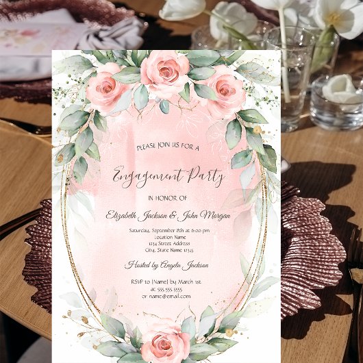 Roze Rozen Gouden Frame Kaart