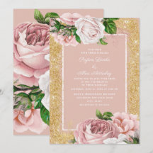 Roze Rozen Gouden Glitter Bruiloft