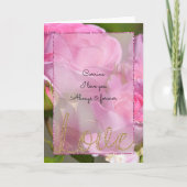 Roze Rozen Gouden Glitters Liefde Kaart (Voorkant)