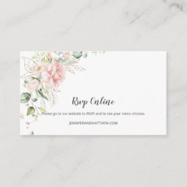 Roze Rozen Gouden Groene Bloemen RSVP Online | Informatiekaartje