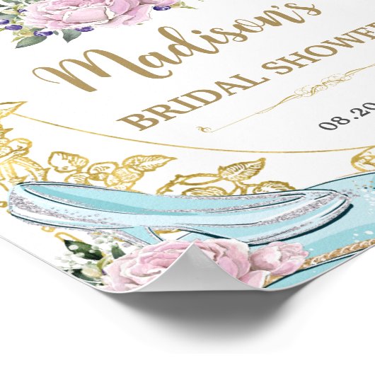 Roze Rozen Gouden Prinses Bruidsmeisjesfeestje Vin Poster (Hoek)