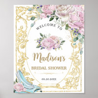 Roze Rozen Gouden Prinses Bruidsuitnodiging in Vin