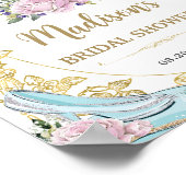 Roze Rozen Gouden Prinsessen Bruidsdiner Poster (Hoek)