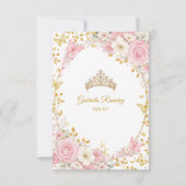 Roze Rozen Gouden Quinceañera  Save the Date (Achterkant)