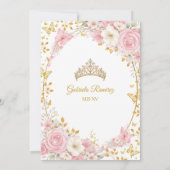 Roze Rozen Gouden Quinceañera Save the Date (Achterkant)