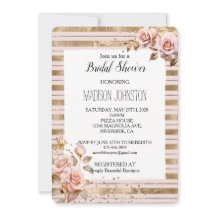 Roze Rozen Gouden Strepen Glitter Bruidsfeest