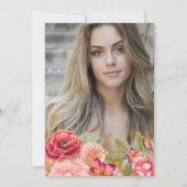 Roze rozen goudlampen PHOTO graduatie party Kaart (Achterkant)