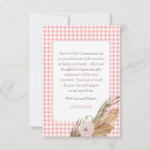 Roze rozen | Grassen Floral Eerste Heilige Communi Bedankkaart (Achterkant)