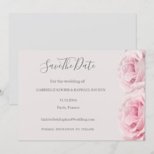 Roze Rozen Grijs Bloemstuk Trouwkaart Kaart